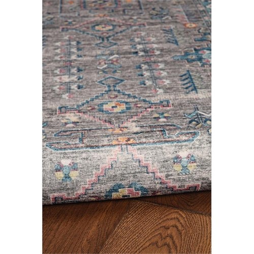 Linon Washable Wills Polyester 3'x5' Rug in Gray - Picture 6 of 18