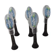 LOT OF 5 PHILIPS SONICARE TOOTHBRUSH HEADS WITH COVER CLEAR