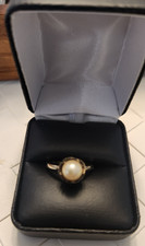 Vintage Sterling Silver BOGARZ Creamy Cultured Pearl Ring Size 7.5