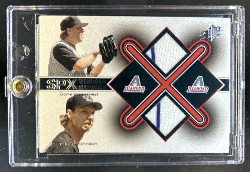 2001 Upper Deck Rookie Update Curt Schilling Randy Johnson SPx Duo Jersey #CS-RJ