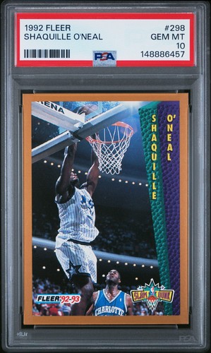 Fleer 1992-93 Shaquille O'Neal Slam Dunk #298 Orlando Magic PSA 10