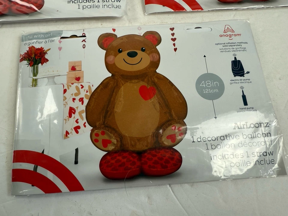 Anagrama Globo Oso de Peluche LOVE Rojo SCRIPT FOIL San Valentín 58" Alto Extra Lg 3 Foto 2 de 4