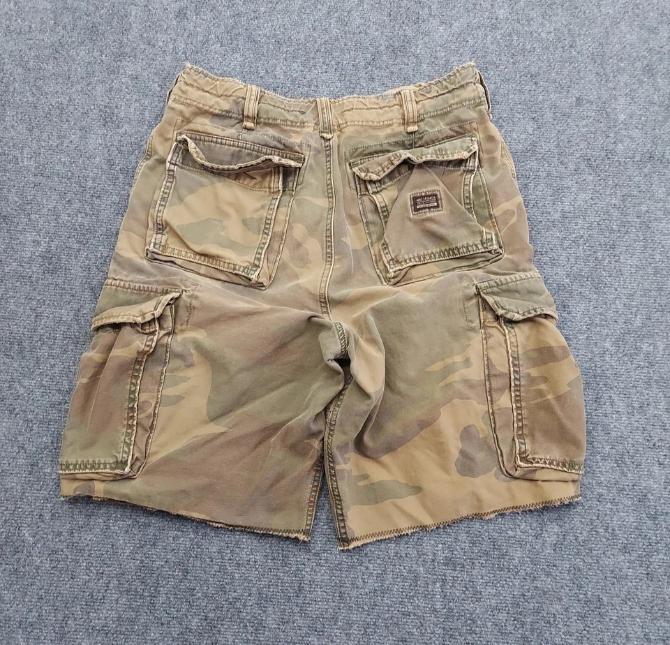 Shorts masculino Y2K Abercrombie & Fitch 31 camuflado botão mosca carga cordão largo - Imagem 3 de 4