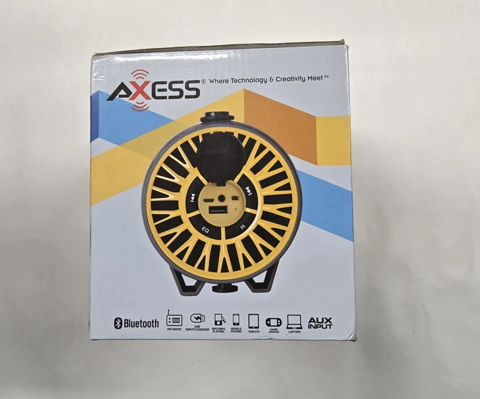 Axess портативный BT аудио динамик FM-радио USB/SD AUX-IN, желтый цвет SPBT1056YL - Изображение 3 из 4