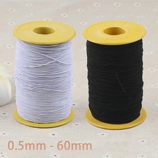 Elastic Cord Flat Round White Black Stretch Band Sewing Clothing Crafts 0.5-60mm