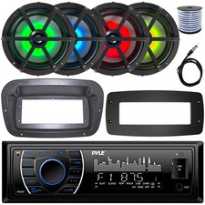Pyle Single-DIN Marine Receiver W/Kit  Adapter Plate, 4x 6.5" 120W Max Speakers