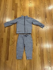 Janie and Jack Toddler 2T Blue and White Checkered Jacket and Pants Set