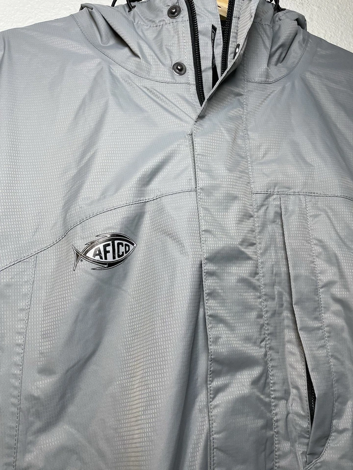 Chaqueta cortavientos de pesca impermeable de nailon azul para hombre Aftco talla pequeña Foto 2 de 4