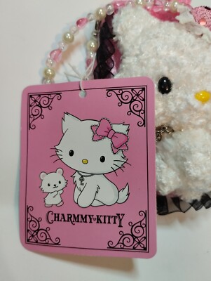RARE! Charmmy​ Kitty Plush Doll Flip Phone Pouch w/ Pearl Strap