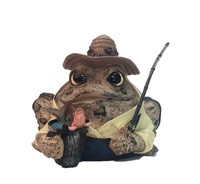 8.5 In. Durable Fisherman Toad Fiberglass Garden Statue, Indoor/outdoor 8.5 In. Durable Fisherman Toad Fiberglass Garden Statue, Indoor/outdoor