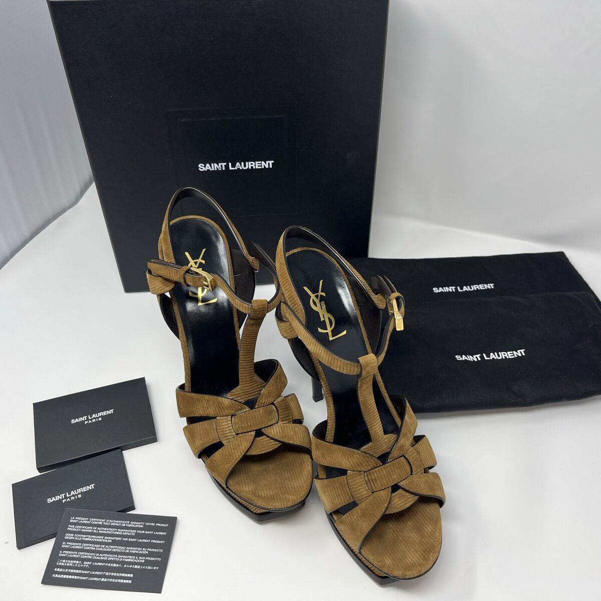 YSL Saint Laurent Tribute Velvet T Strap Platform Sandal 40 YSL Saint Laurent Tribute Velvet T Strap Platform Sandal 40