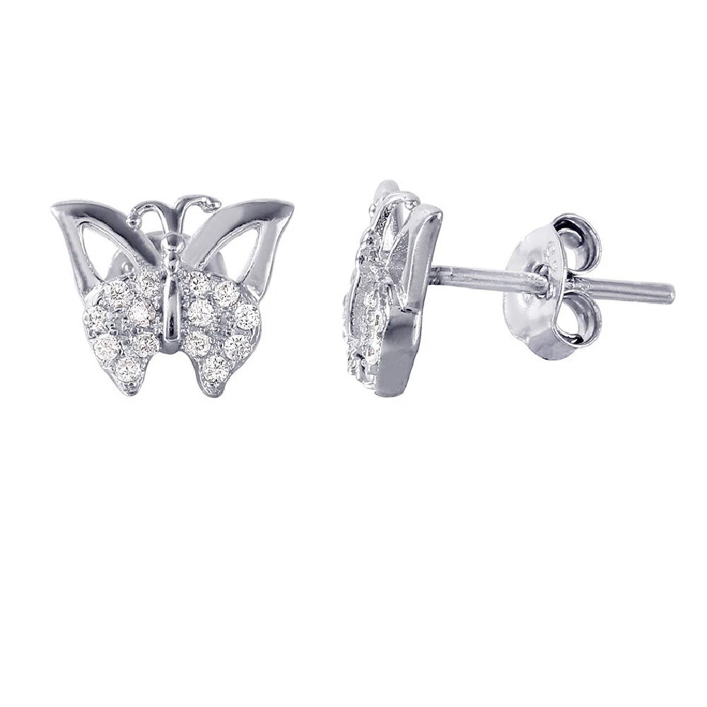 Orecchini A Farfalla Con Cristalli – Argento Sterling 925 – 0,9 X 0,7 Cm – Con Confezione Regalo - 5