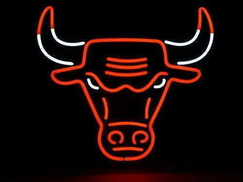 Chicago Bulls Sports Man Cave 17"x14" Neon Light Sign Lamp Real Glass Bar Decor - Picture 1 of 9