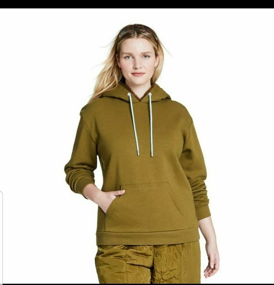 Womenu0026#039;s Faux Mink Hooded Sweatshirt Sandy Liang Target Olive Green XXS  | eBay