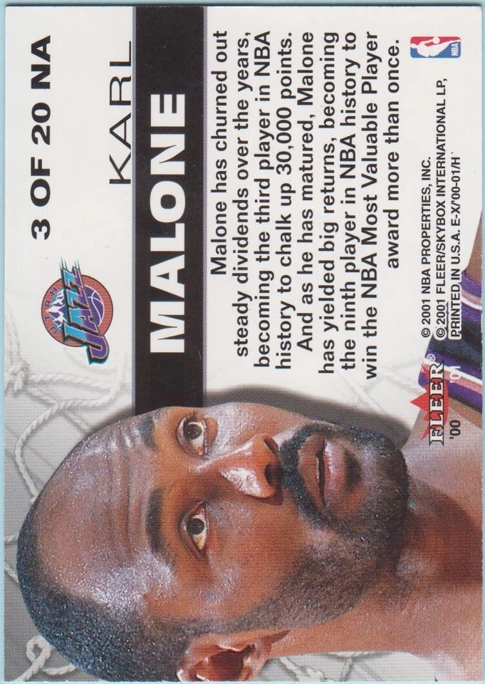 MALONE Karl jazz # 3 carte basket Upper deck panini fleer basketball NBA - Photo 2/2