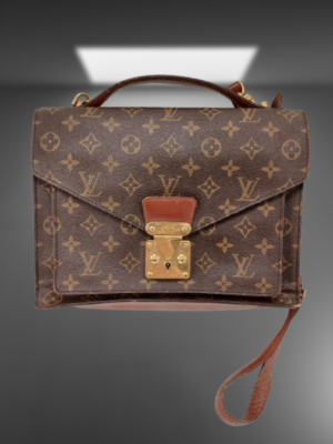Auth Louis Vuitton Monogram Monceau Business Bag M51185 Brown w