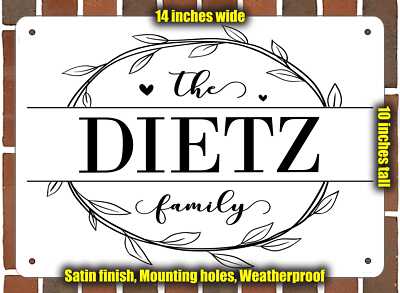 Dietz Family Decorative Metal Door or Wall Plaque (Style 1)