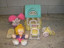 1980'S FISHER PRICE SMOOSHEES DOLL ANIMAL HOUSE STROLLER T80 
