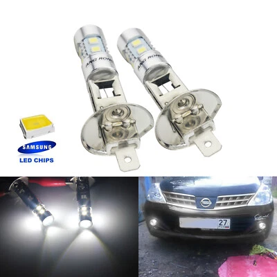 2x H1 LED 10 SMD Ampoules Blanc Xenon 6000K Anti Brouillard Feux de Phare Avant - Photo 1/4
