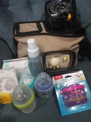Medela Double Breast Milk Pump In A Canvas Carry W/ Two  Pockets Xtra Items Incl