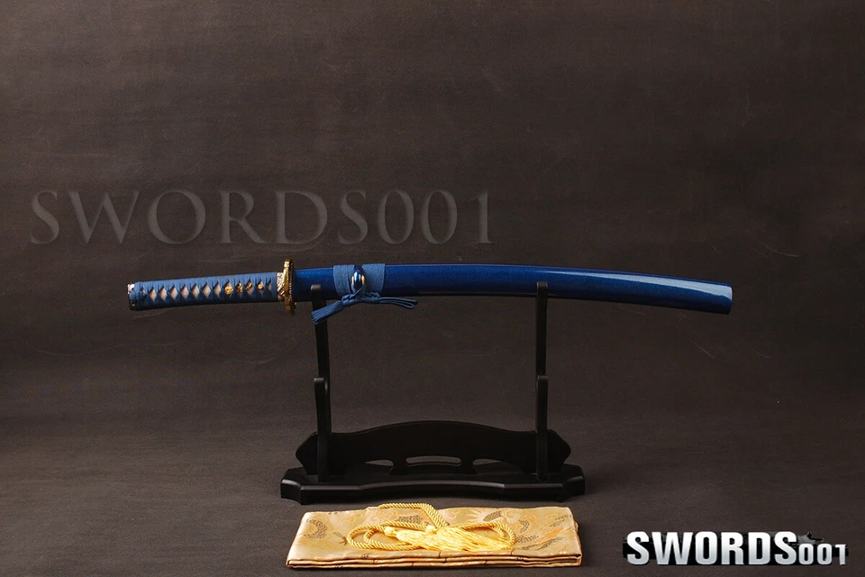 Espada Samurai Hoja Real Afilada Acero Carbono Wakizashi T10 Azul Noble Japonés Foto 2 de 4