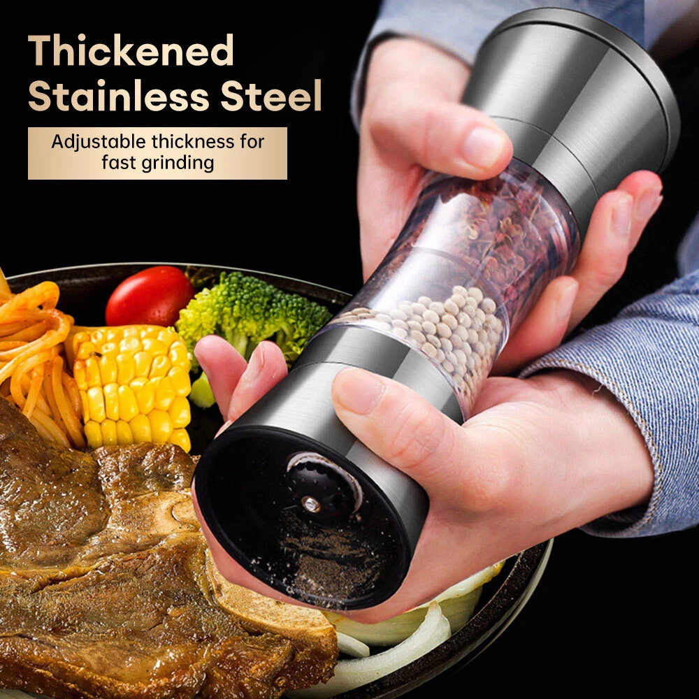 2 in 1 Pepper Grinder Stainless Steel Double-Head Sea Salt Spice Manual Grinder 2 in 1 Pepper Grinder Stainless Steel Double-Head Sea Salt Spice Manual Grinder