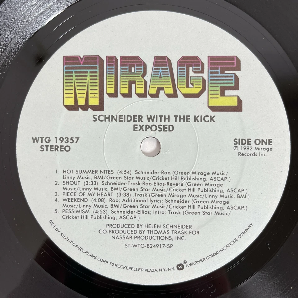 Schneider With The Kick ‎– Exposed Vinyl, LP 1982 Mirage ‎– WTG 19357 Promo   - Image 2 of 2