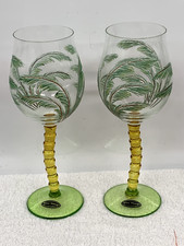 WINE THINGS -- PALM TREE SHAPED, DECORATED WINE GOBLETS -- 2