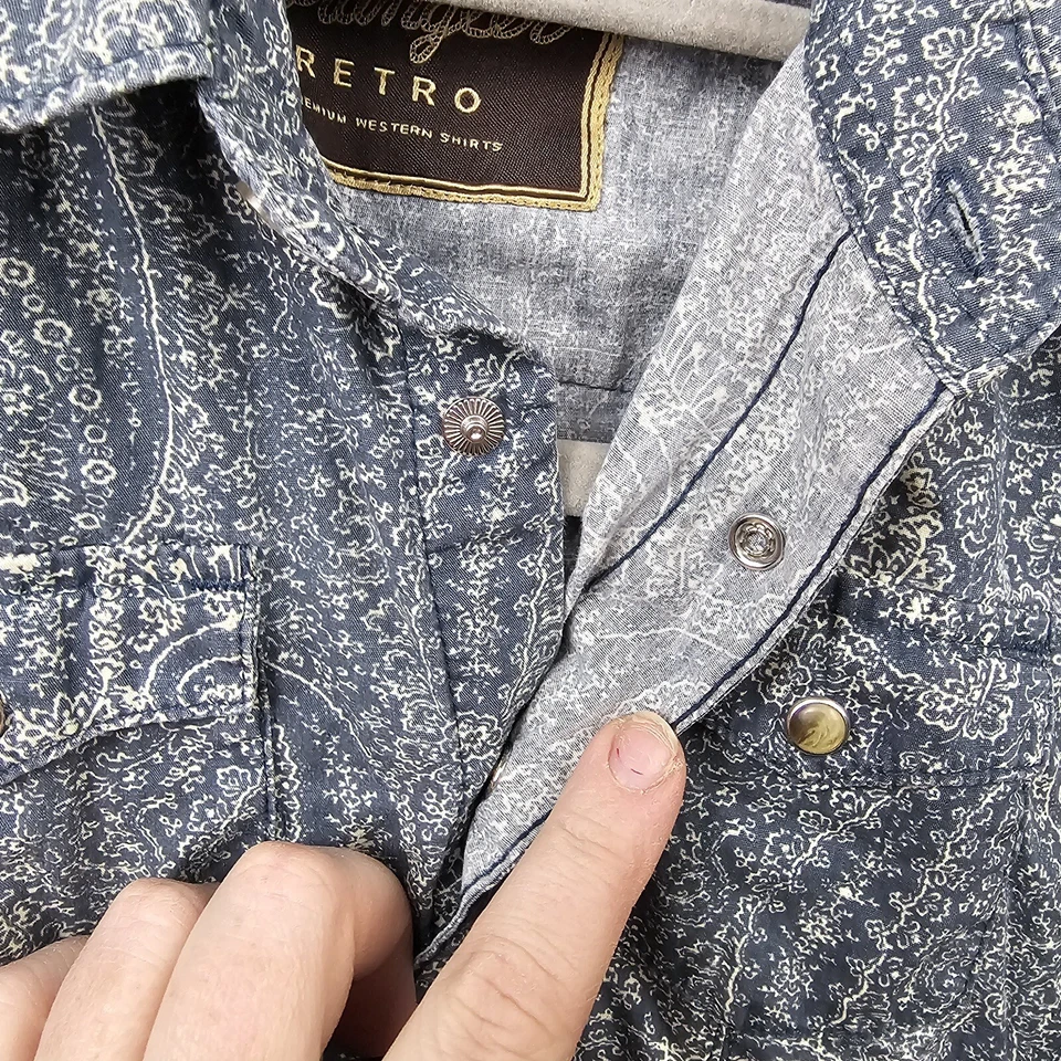 Wrangler Shirt Child’s Size Small Blue White Paisley Pearl Snap - Image 3 of 4