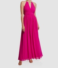  295 Aidan Mattox Women's Pink Sleeveless Pleated Open Back Gown Dress Size 6