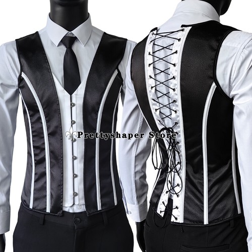 Corset Vest Medieval Dress Waistcoat Lace Up Bones Tight Tops Wedding Stage - Picture 16 of 21