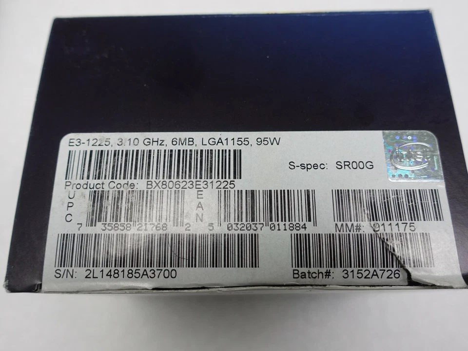  XEON QUAD Core Processor E3-1225 3.1GHZ 6MB SMART 5 GT/X 95W CPU SR00G - Image 2 of 4
