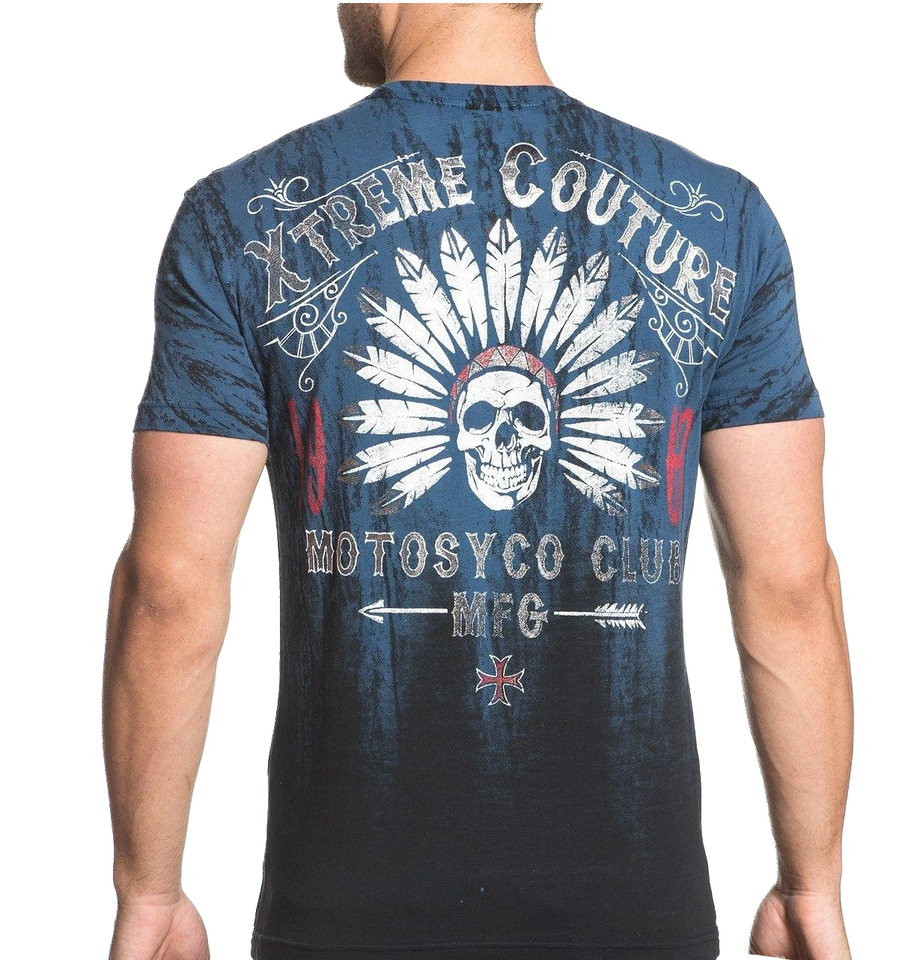 S Affliction Xtreme Couture Men's T-Shirt - Chief Motor Club Blue Biker Tee (S-5XL) Affliction Men's T-Shirt - Foto 4