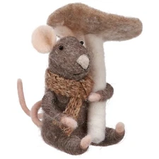 Primitives by Kathy Fall Mushroom Mouse Felt Critter Ornament Gift Decor Holiday