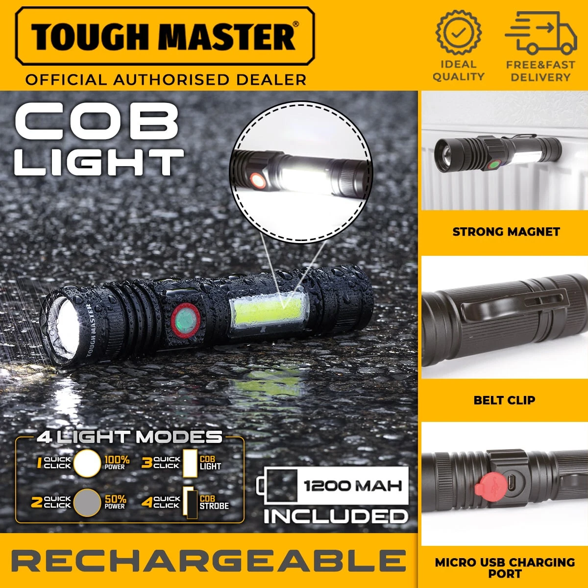 Telescopic flashlight with online magnet