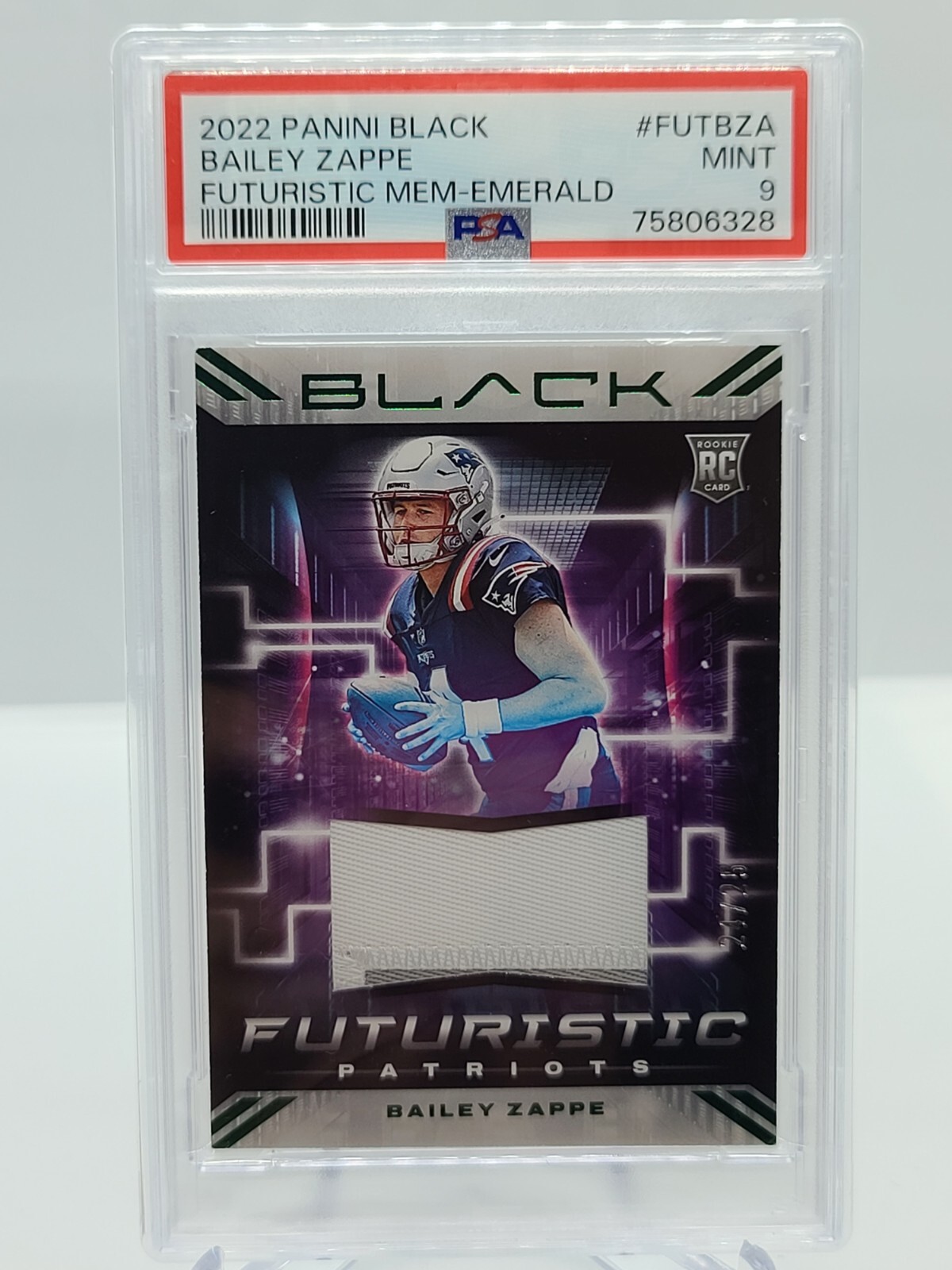Bailey Zappe Panini Black Futuristic Memorabilia #FUTBZA Emerald