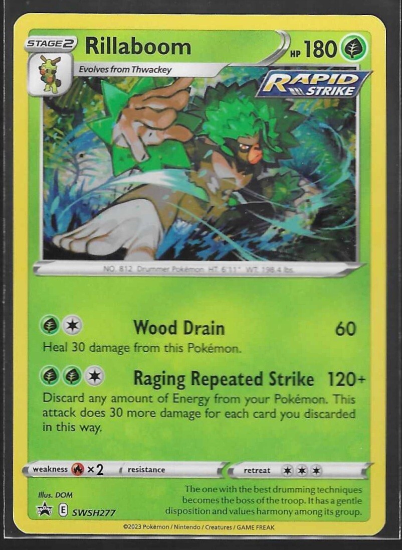 2023 Pokemon SWSH Black Star Promo Rillaboom Rapid Strike Holo #SWSH 277
