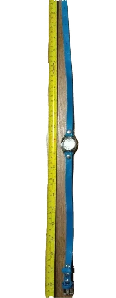 La Mer Collection Watch Double Leather Blue Bracelet Band Silver Case White Face - Image 4 of 4