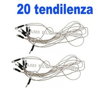20 Tendi Lenza Elastici Con Gancetto Pesca Roubasienne Tendilenza Ami Fili Pesca