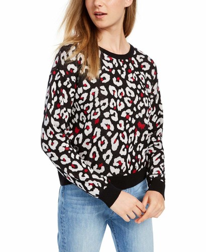 BCX Juniors' Animal-Print Sweater Black 