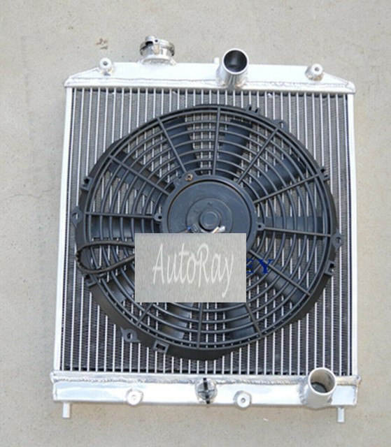 Alloy Radiator + Fan for Honda Civic EK EG B15 B16 Inlet/Outlet 32mm