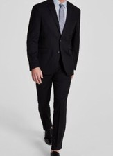 Kenneth Cole Men Black Techni-Cole Slim-Fit 2-Piece Jacket Pants Suit Size 42R