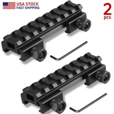 2pcs Low Profile 8 Slots Scope Riser 20mm to 20mm Picatinny Weaver Rail Mount