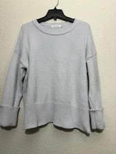 ANRABESS Women’s M Gray Boucle Knit Pullover Sweater Drop Shoulder 