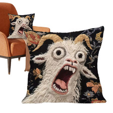 Screaming Goat Pillow Cover 45x45cm   Funny Decorative Throw Cushion Case