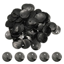 60Pcs Shell Beads for Jewelry Making, Flat Shell Coin, Black
