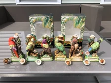 Vintage 1974 Lionstone Porcelain Tropical Bird Set of 6 Mini Liquor Decanters