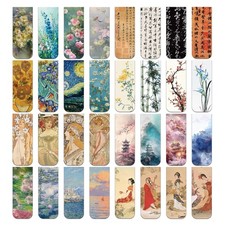 GINCEVHY 32 Pcs Magnetic Bookmarks, 32 Styles Paintings Flower Magnet Book...