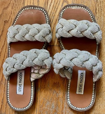 Steve Madden Women's Newbie Braided Rhinestone Sandals (Size 6.5)