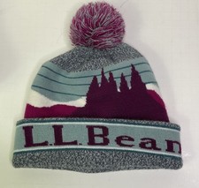 L.L. Bean Katahdin Unisex Knit Pom Hat Beanie Purple One Size Fits Most